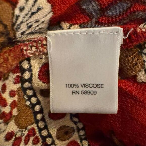 Chelsea & Violet Boho Floral Print Long Sleeve Tunic Top Red Multicolor Size L - Picture 7 of 8